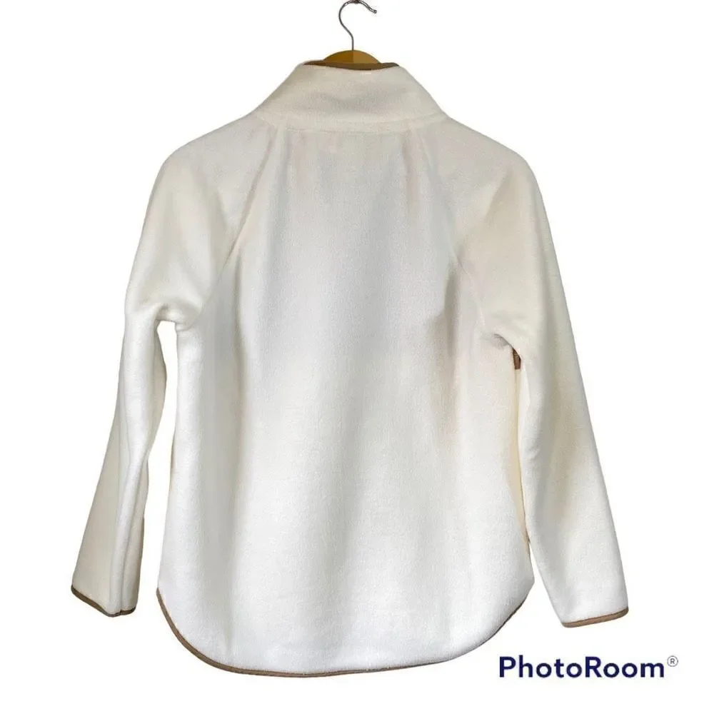 J.crew white quilted fleece pullover sweatshirt small